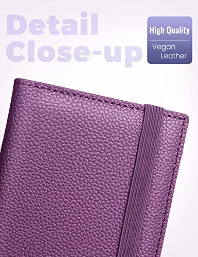 Image of Yarnic Checkbook Cover for Personal Checkbook, Checkbook Holder with Pen Holder & Built-in Clear Plastic Divider for Duplicate Checks (Grape)