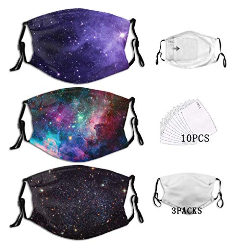 Galaxy Face Mask Reusable Washable Starry Sky Face Coverings with Nose Wire...