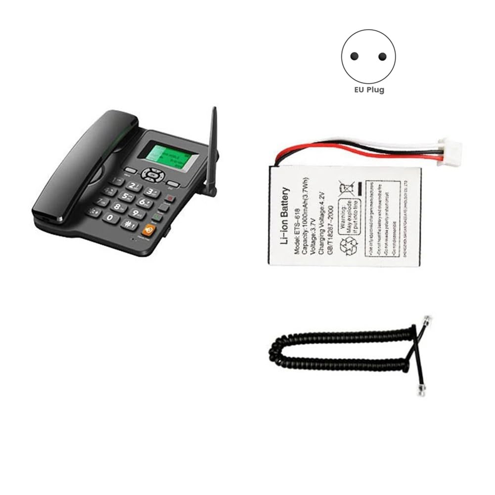 Teléfono Inalámbrico de Escritorio Compatible con gsm 850/1800/1900 MHz, Tarjeta SIM Dual, Teléfono Fijo 2G con Antena, Radio y Enchufe de la UE