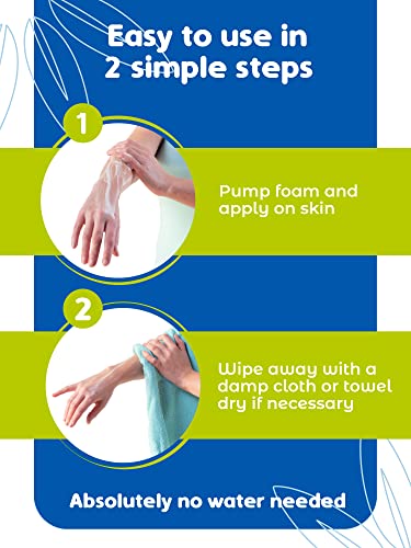 Nurture Rinse Free Waterless Foaming Cleanser | Women, Camping, Elderly & Hospital Care | Waterless Shower & Bath Wash W/Aloe For Sensitive Dry Skin | Perineal Cleansing Foam, Hand & Body Soap #TOP4