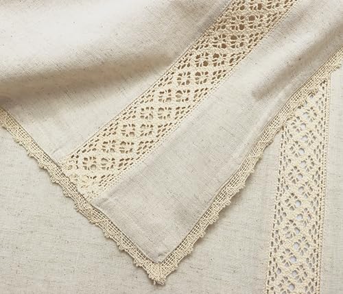 Serviettes de table en coton naturel avec dentelle lot de 8 réutilisables - 6