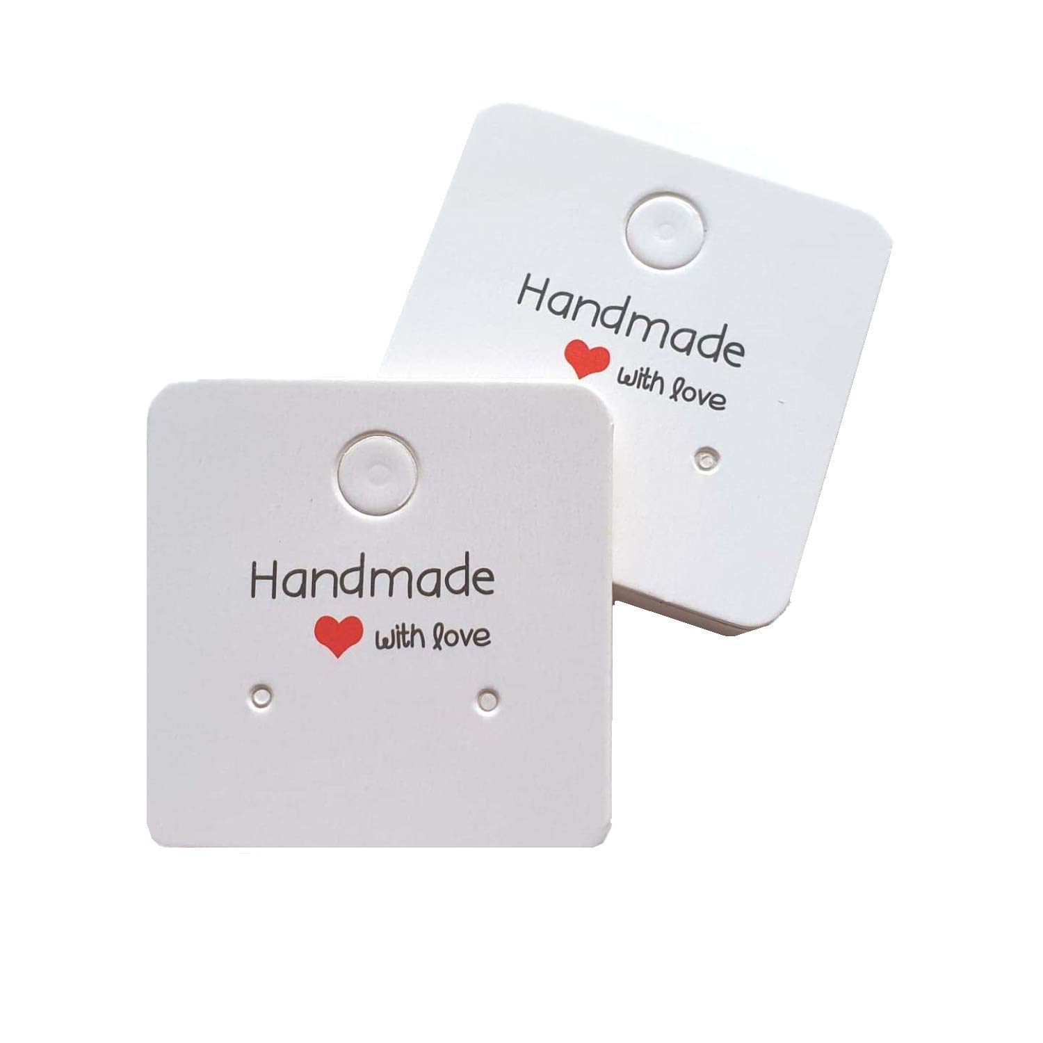 Jewels And Tools Uk White 100 X Handmade With Love Earring Display Cards Jewellery 4Cm X 4Cm