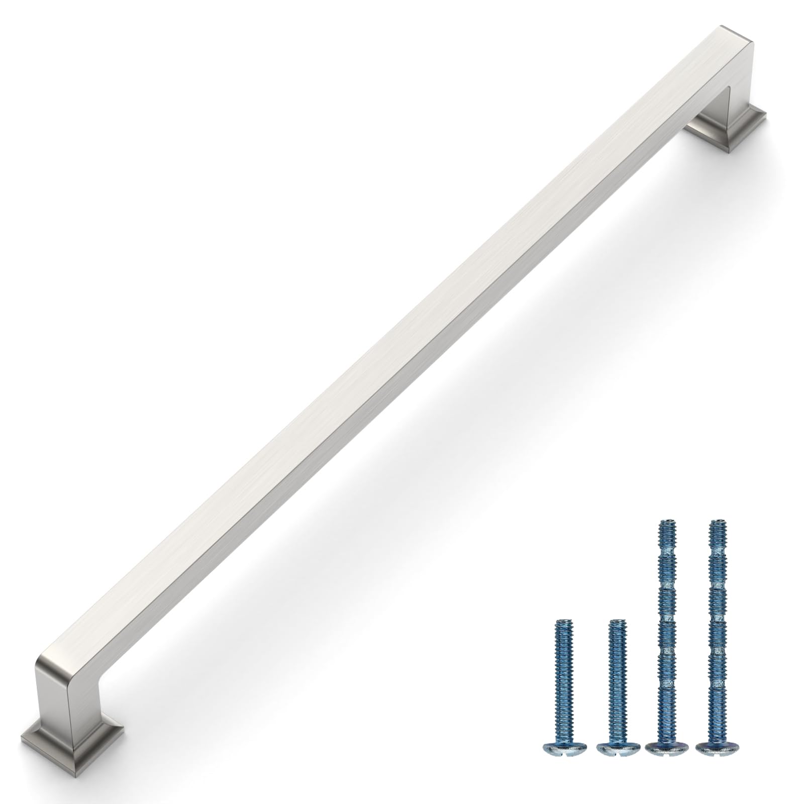 CK0078 - Paquete de 6 tiradores de gabinete de níquel satinado cepillado de 12-3/5 pulgadas (320 mm) para gabinetes de cocina, cajones