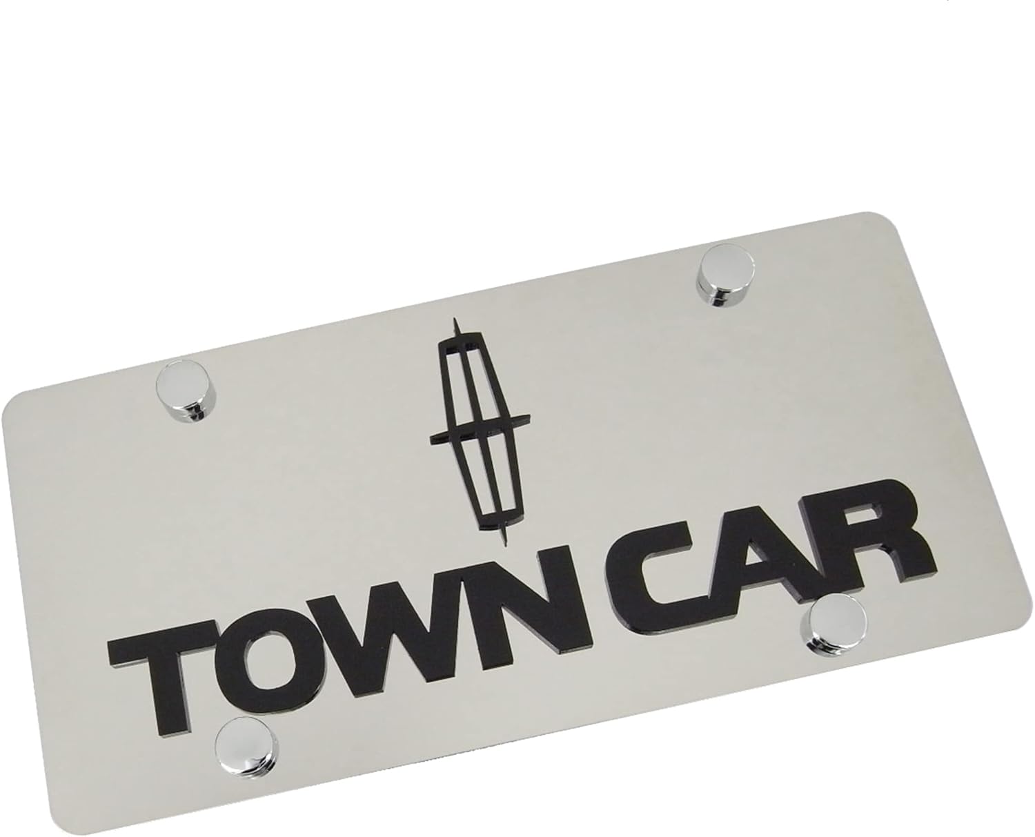 Eurosport Daytona- Compatible with -, Lincoln Towncar, Black Logo, Black Word -Stainless Steel License Plate-