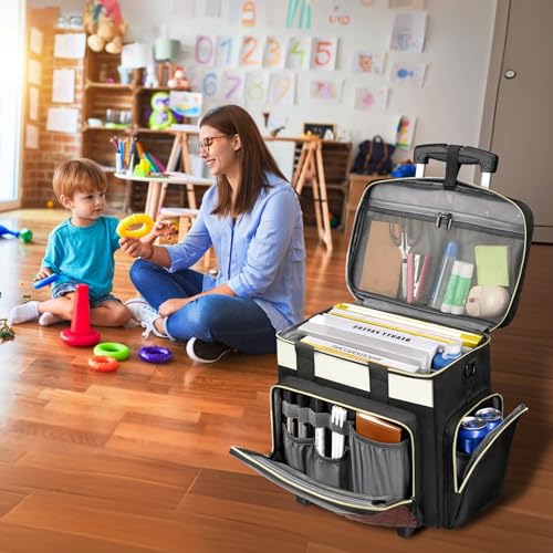Image of Ytonet 15.6 Inch Teacher Rolling Bag with Detachable Dolly & Teacher Tote