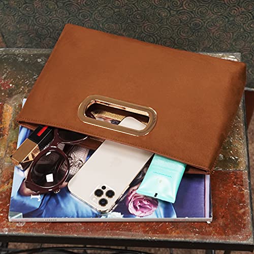 Image of Top Handle Faux Suede Clutch