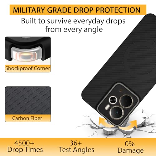 Image of LIRAMARK Rugged Carbon Fibre TPU Armor Silicone Back Cover Case for Realme 14 5G