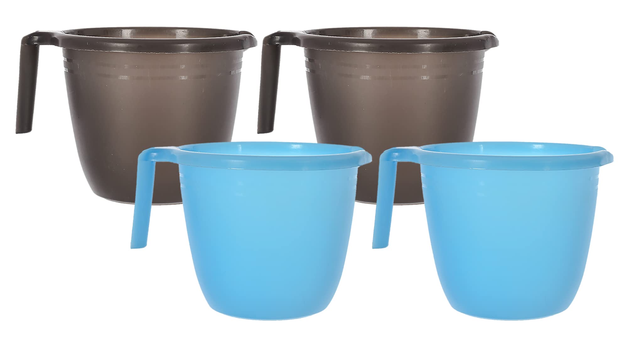 Kuber Industries Multiuses Lightweight, Unbreakable Plastic Bathroom Mug 1 litre Pack of 4 (Black & Sky Blue)-46KM0224 (B09MLNSTYH) Amazon Price History, Amazon Price Tracker