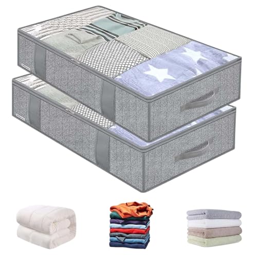 Coffre de rangement sous le lit - Coffre de rangement sous le lit 2 pièces, commode sous le lit | Rangement transparent pour couette, boîte pliable anti-poussière pour salon, chambre, placard,