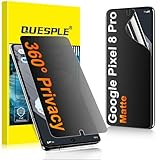 QUESPLE 2 Pack for Google Pixel 8 Pro Matte Privacy Screen Protector [Not Glass], 360° Anti-Spy, Anti-Scratch, Anti-Glare, Support Fingerprint Unlock