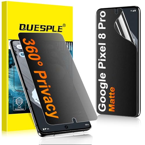 QUESPLE 2 Pack for Google Pixel 8 Pro Matte Privacy Screen Protector [Not Glass], 360° Anti-Spy, Anti-Scratch, Anti-Glare, Support Fingerprint Unlock