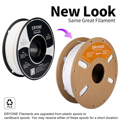 Image of ERYONE Matte 3D Printer PLA Filament 1.75 + /- 0.03mm, Matte Filament PLA 1KG(2.2LBS) Spool, White
