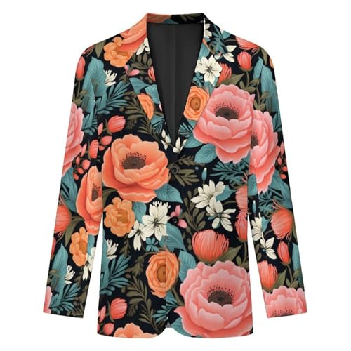Boho Floral Men's Casual Blazers Slim Fit Sport Coats Blazer Two Buttons Suit Jacket for Work Party4
