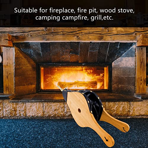 Foedo Fireplace Bellows, 19"X8" Bellows Indoor For Fire Pit Wood Stove Fireplace, Large Wood Air Blower Cast Nozzle , Bellows For Outdoor Camping ( Oak Wood, Large Size) #TOP3