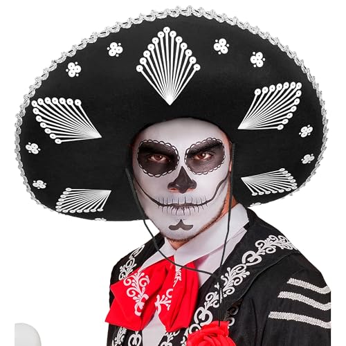 W WIDMANN MILANO Party Fashion - Sombrero para adultos, sombrero mexicano, accesorio para Halloween, Día de los Muertos
