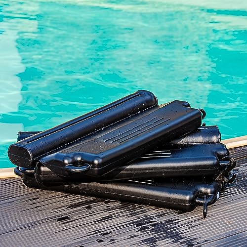 Hochwertige Eisdruckpolster zur sicheren Pool Überwinterung | Schwarz mit Haken und Ösen | Mit Sand gefüllt inkl. Verbindungshaken | 48,4 x 23,5 x 5 cm | Robust und Winterfest – Bild 3
