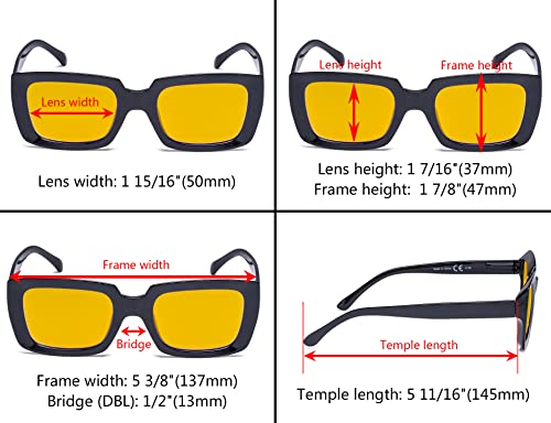 Image of Eyekepper 4 Pack Reading Glasses Blue Light Blocking Oversized Square Computer Readers Amber Tinted +1.00