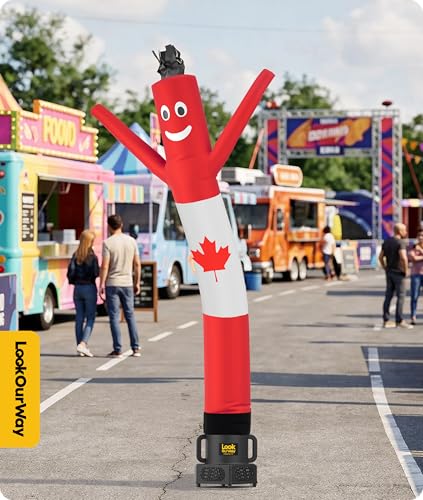 Image of LookOurWay Air Dancers Wacky Waving Inflatable Tube Man Attachment - 7 Feet Tall Advertising Air Dancer Waving Man Inflatable Tube Guy - Blower Not Included - Red /White /Blue