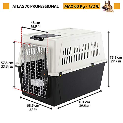 Ferplast ATLAS 70 PROFESSIONAL, Transportador para cães grandes, com comedouro e acessórios, sistema