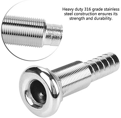 Boat Short Straight Thru Hull, Stainless Steel Fitting Hose Drain Hose Barb Polishing Outlet Pipe Tube Joint