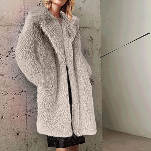 Women Faux Fur Coats, Winter Fashion Womens Comfort Warm Outerwear Fuzzy Open Front Long Cardigan Overcoat Jacket #TOP1