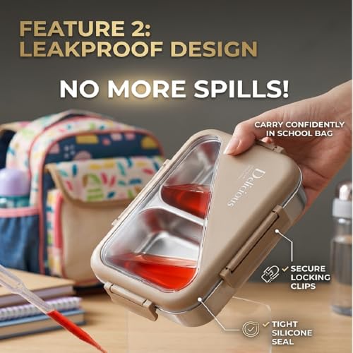 Image of Modern Stainless Steel Tiffin Box with Compartments | Leakproof Lunch Container | BPA-Free Bento Box for Office, School & Picnic Use (Premium Lunch Box)