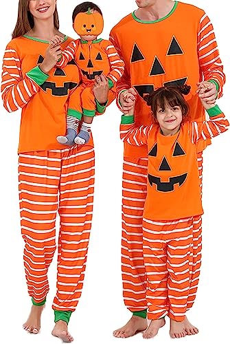 WenaZao Family Pajamas Matching Sets Halloween Pumpkin Sleepwear for Baby Adults and Kids Holiday PJS Set