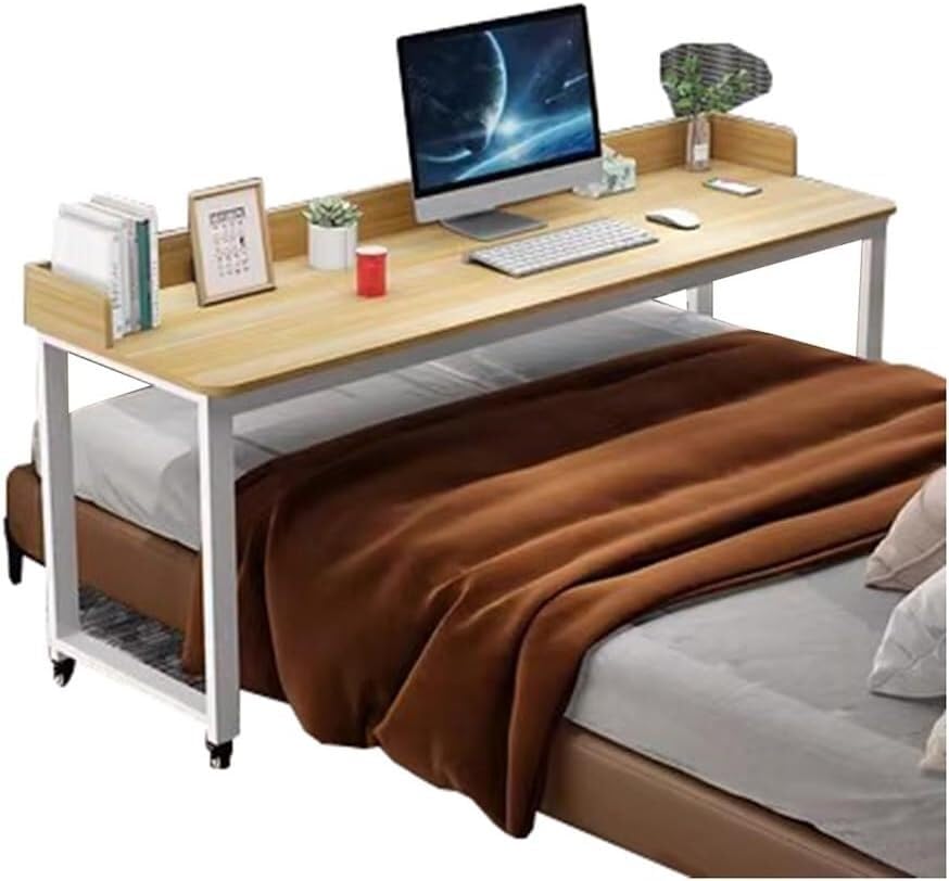 Table de lit mobile à roulettes avec plateau réglable pour ordinateur