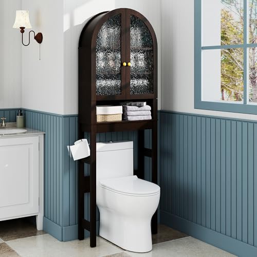 Over-The-Toilet-Storage-Cabinet-Arched-Bathroom-Organizer-and-Storage-with-Acrylic-Doors-and-Adjustable-Shelf-Space-Saving-Modern-Freestanding-Bathroom-Modern-Storage-Cabinet-Over-Toilet-Espresso