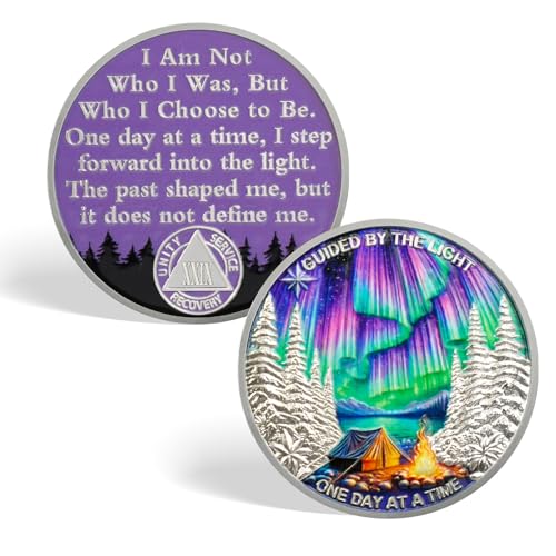 Image of CHURYUML One Day at a Time 29 Year Sobriety Coin - Guided by The Light Sober Chip, AA Coins Recovery Medallions Alcoholics Anonymous Token Sobriety Gifts for Women & Men Celebrating Milestones