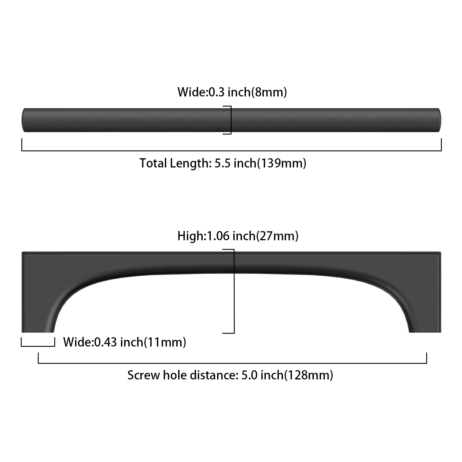 Matte Black Cabinet Pulls - 10 Pack -6 Matte Black Cabinet Pulls - 10 Pack -6