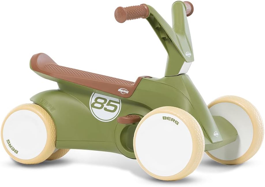 Berg GO² 2in1 Push Car Retro Green | Ride on with Integrated Folding Pedal System, from Baby Walker to Toddler Ride On Toys, Balance Bike and Pedal Gokart, First Birthday Gift, for Ages 10-30 Months
