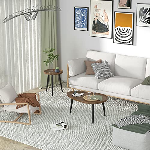 Wisfor Wood Nesting Coffee Table Set Of 2, Walnut End Tables Sofa Tables For Living Room, Bedroom, Hotel #TOP3