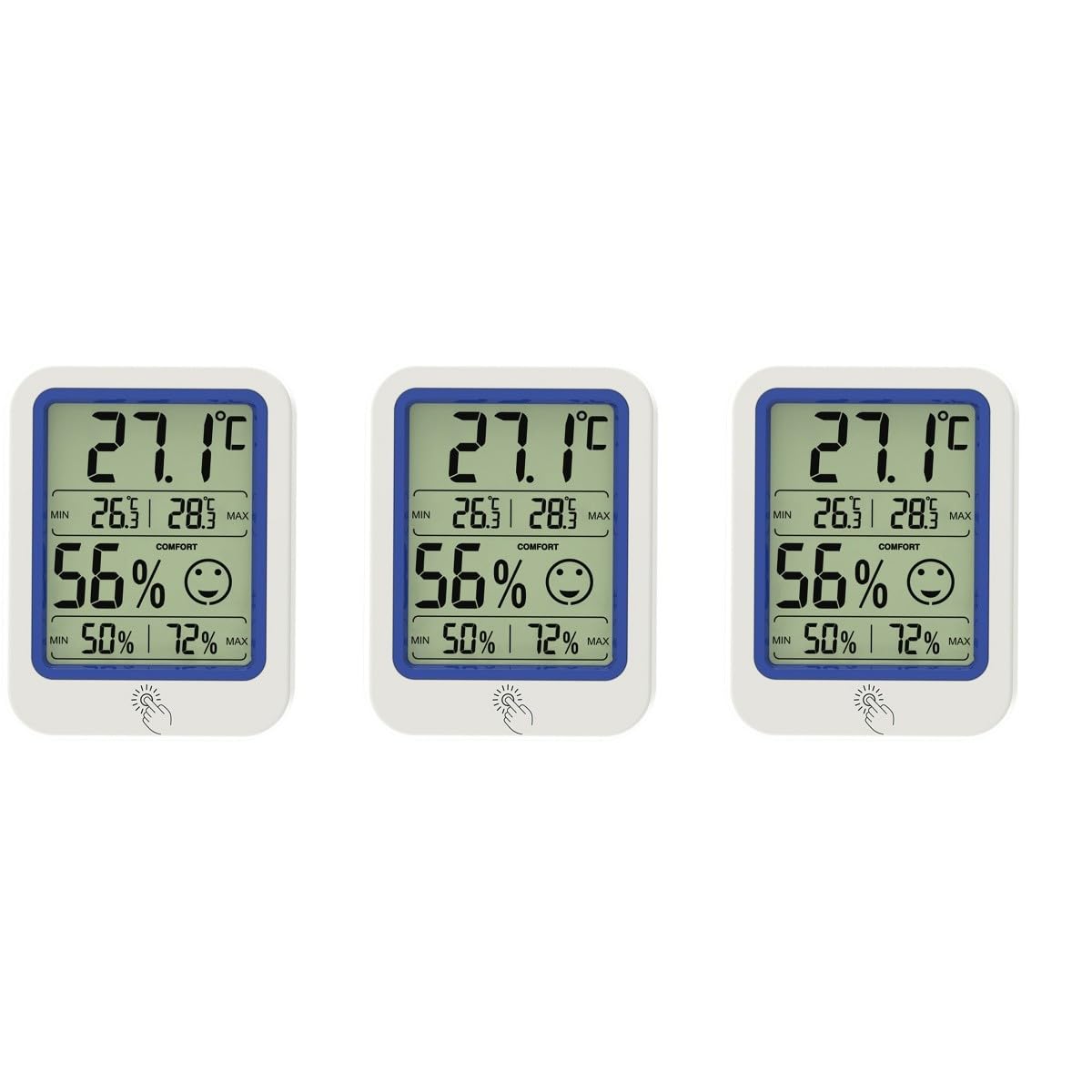 Abaodam Lot De 3 Thermomètres Numériques Hygromètres Et Hygromètres D'Intérieur Avec Écran Lcd Et Fil En Plastique
