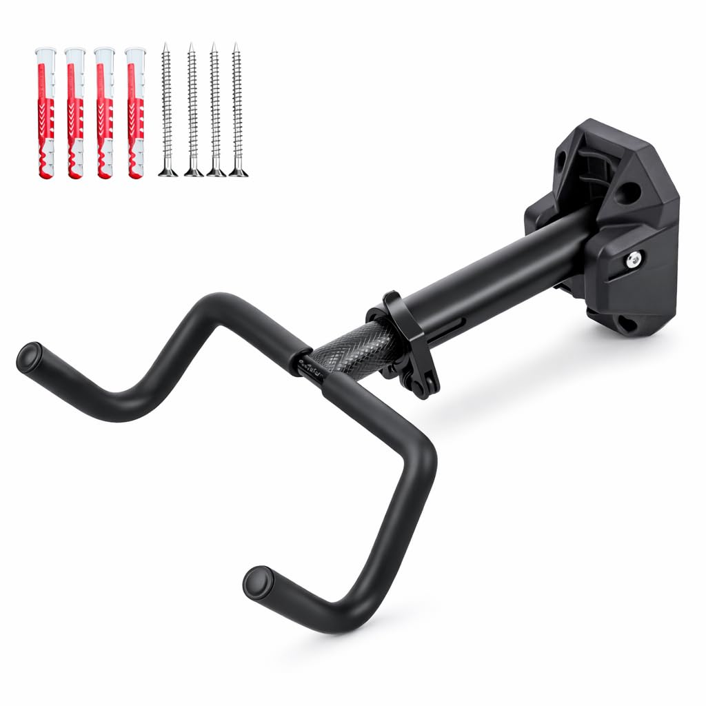 Soporte para Bicicleta de Pared Ajustable y Plegable | Colgador Universal Ahorra Espacio | Soporte para Bicicletas de Montaña, Carretera, Paseo e Infantiles | Resistente y Fácil Instalación