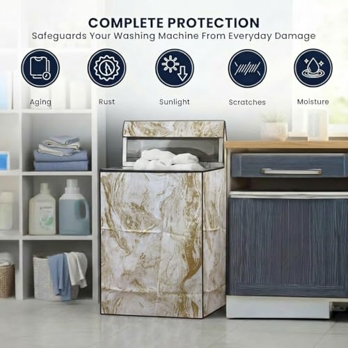 Image of Star Weaves Top Load Fully Automatic Washing Machine Cover for 6 kg, 6.5 kg, 7kg & 7.5 kg (Printed) | Waterproof & Dustproof Polyester Fabric with Zipper | Protection Cover | 59 x 59 x 86 cm