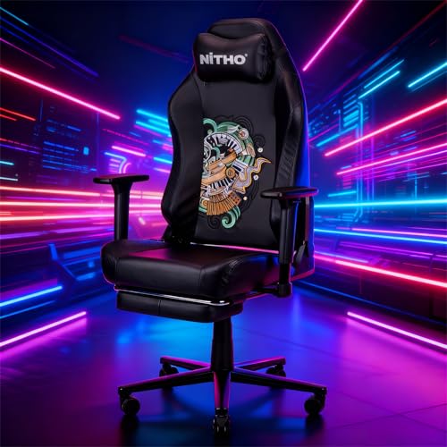 Image of NiTHO FORGE 2 Gaming Office Chair | Ergonomic Computer Desk Chair with 3D Adjustable Armrests, Retractable Footrest, Head Pillow, Class 4 Gas Lift, Swivel Office Chair for Gaming or Study, Black