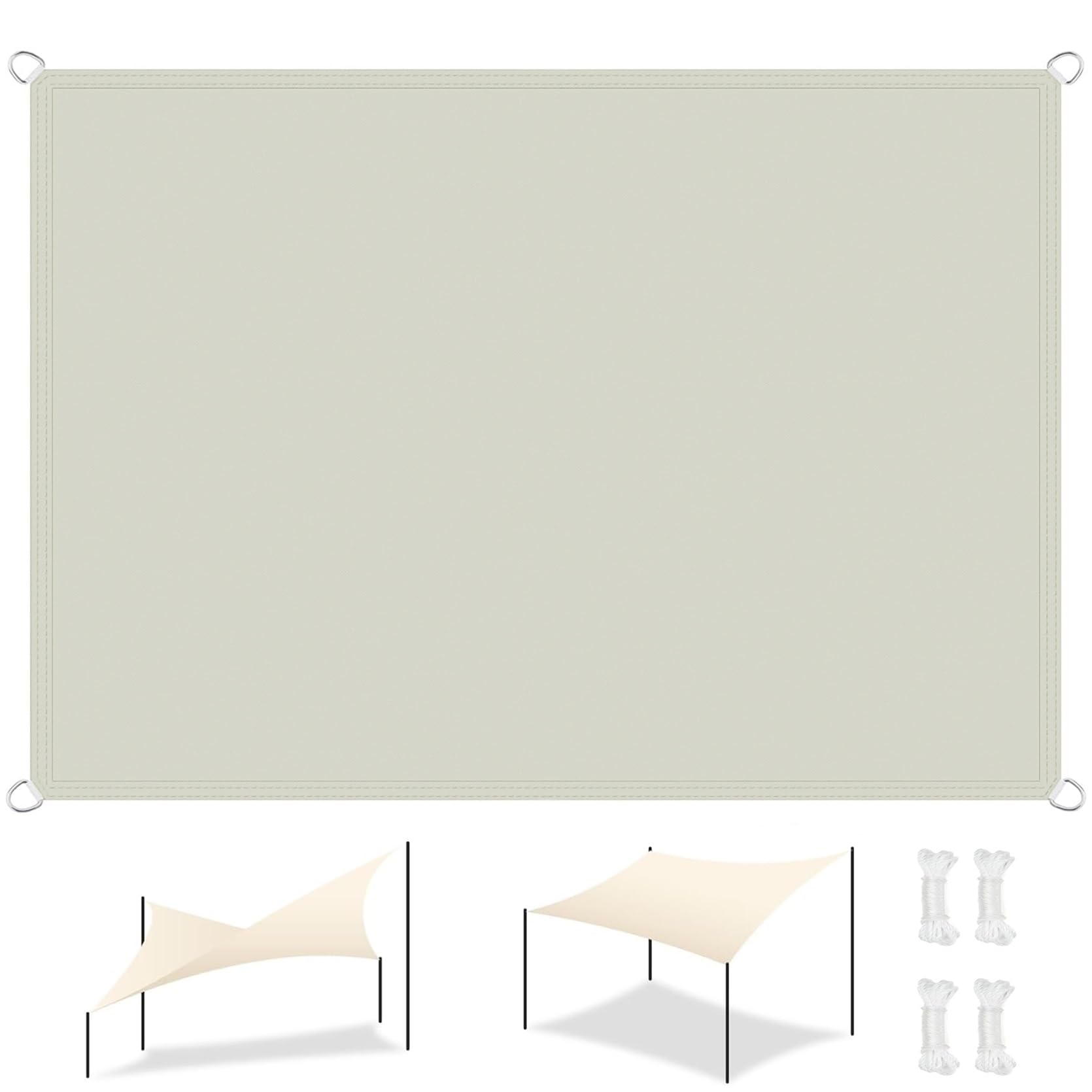 GLDYTVF Large Rectangle Sunscreen Awning Canopy 4.8 x 6 m 98% UV Block Weather Resistant Durable Perfect Waterproof Shade Sail for Outdoor Garden Patio Yard Ivory Color