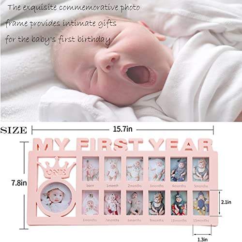 Baby Bilderrahmen Erinnerung für Erste Jahr 12 Monate Fotorahmen Collage Baby Bilderrahmen Mein Erstes Jahr Erinnerung Wachstumsrekord Babygeschenke für Neugeborene Babyparty Ersten Geburtstag