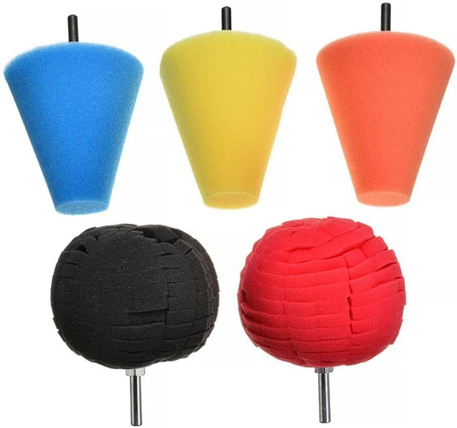 ASHMAV Foam Drill Polishing Cone Ball Pads Kit Car Hub Waxing Buffing Wheel Polisher 4