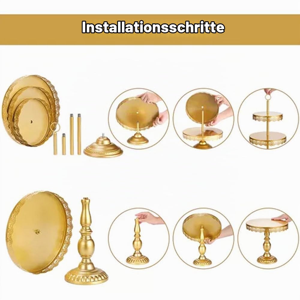 YIWEOG 7-teiliger Kuchenständer aus Metall, Desserttisch, Cupcake-Halter, Kuchen-Serviertablett, Präsentationsturm für Hochzeit, Party, Geburtstag, Jahrestag