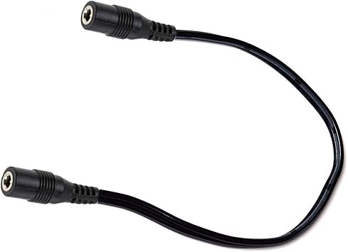EShine Extension Cable - Female to Female, 3.5mm x 1.35mm, for LED Under Cabinet Lighting with Wire Clips Cable Length 4 in, Black
