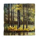 Begin Home Decor 3817-SWCQ-LA28 Trees in The Middle of The Lake Queen Size Duvet Cover - Home Decor