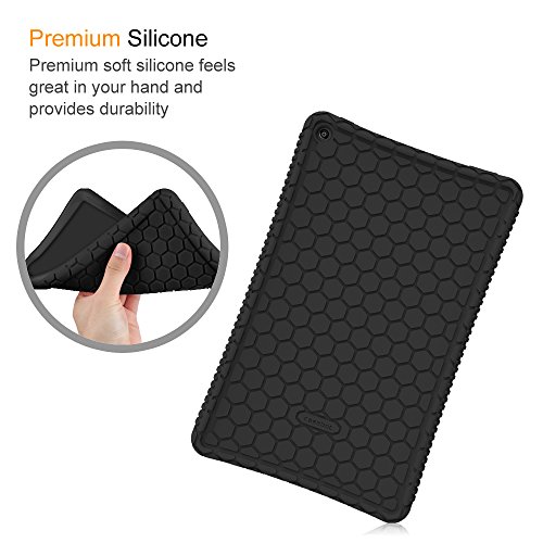 Fintie Silicone Case For Amazon Fire Hd 10 (Compatible With 7Th And 9Th Generations, 2017 And 2019 Releases) - [Honey Comb Series] [Kids Friendly] Light Weight Shock Proof Back Cover, Black #TOP3
