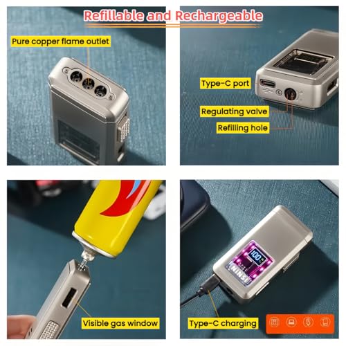 Encendedor Smart Butano Recargable Triple Llama Plateado miniatura 7