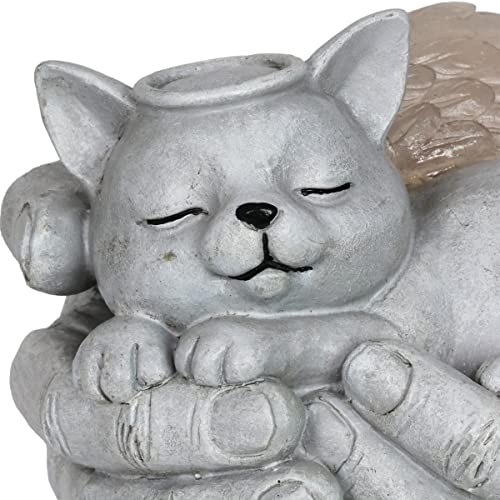 Exhart Cat Statue, Solar Cradled Pet Memorial Garden Sculpture, Led Light Angel Wings, Outdoor Garden Decoration, 8 X 5 Inch #TOP4