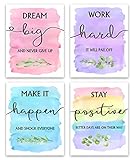 Watercolor Inspirational Wall Art Office Decor,Dream Big And Never Give Up- Inspirational Wall Art P