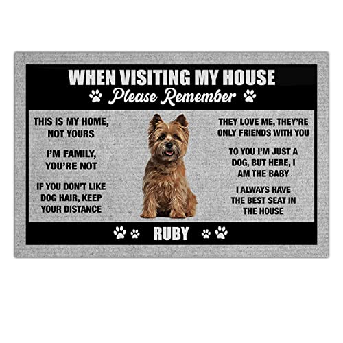kobalo Personalized Cairn Terrier Kitchen Home Rug Non-Slip Carpet 16x24 Inch Indoor Entryway Doormat When Visiting My House Please Remember Gifts for Dogs Lover Dog Owner