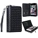 iPhone 6S Case, TabPow Wave Zipper Cash Slot Series - [Card Slots][Button Closure] Flip PU Leather Wallet Case Cover With Detachable Magnetic Hard Case For Apple iPhone 6S/ iPhone 6 (4.7 inch), Black