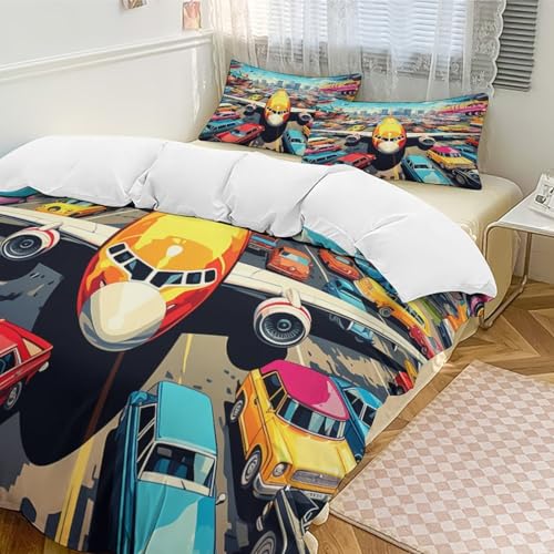 Housse de couette avion 3D douce et respirante avec zip - 5